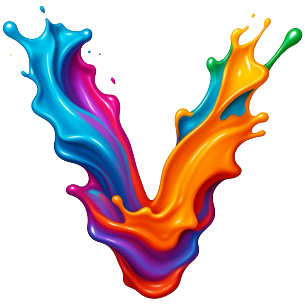 Varnajaalam logo - a colorful paint splash letter V